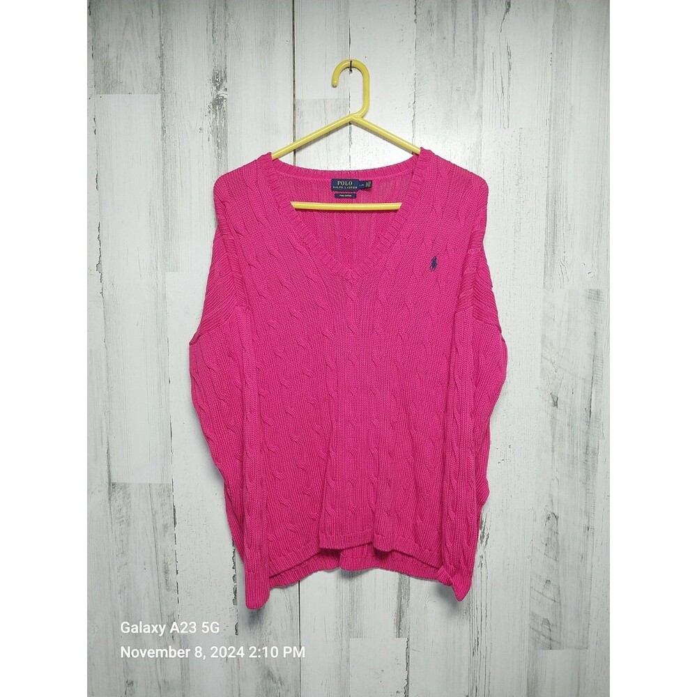 Polo by Ralph Lauren Pink V-Neck Sweater